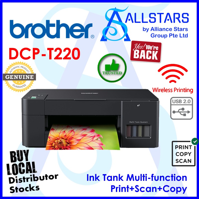 (ALLSTARS PROMO) Brother DCP-T220 / T220 Ink Tank / Multi-Function Color Inkjet Printer (Print / Scan / Copy) (Warranty 3years carry-in with Brother SG) Singapore