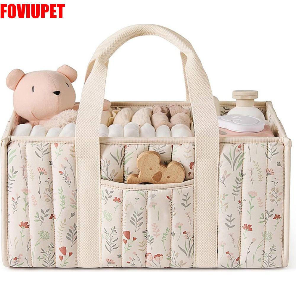 ผ้าอ้อมสำเร็จรูป แพมเพิสเด็กแรกเกิด FOVIUPET TUQIAO47503 พกพาได้ ที่จัดเก็บผ้าอ้อมเด็ก ความจุขนาดใหญ่ ของใช้จำเป็นสำหรับทารกแรกเกิด ตะกร้าเก็บของสำหรับห้องเด็ก อเนกประสงค์ ลายดอกไม้ กระเป๋าเก็บผ้าอ้อมเด็ก การท่องเที่ยวกลางแจ้ง
