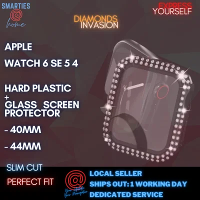 Apple Watch Hard Plastic Case with Built-in Glass Screen Protector for Apple Watch Series 6 / SE / 5 / 4 (40MM / 44MM)