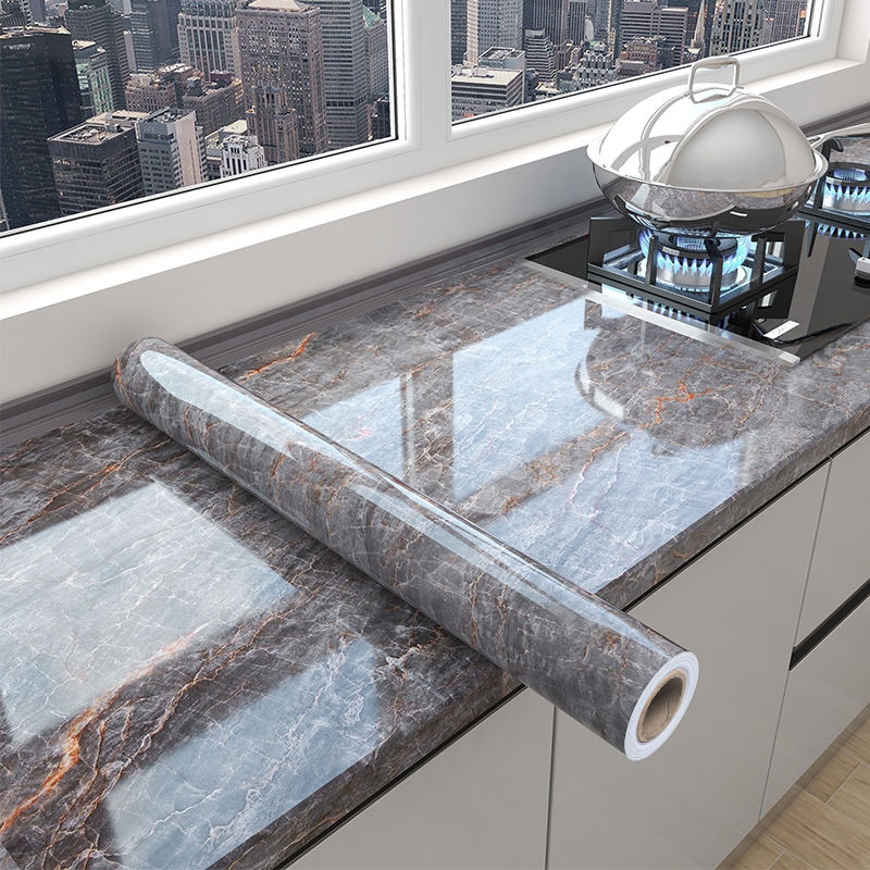 Durable original kitchen oil-proof sticker for stove special wallpaper waterproof self-adhesive thickened marble countertop film fireproof and high temperature resistant
