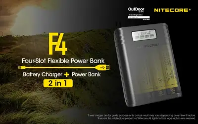Nitecore F4 Four Slot Flexible Power Bank & Battery Charger For Li-ion/IMR 18650