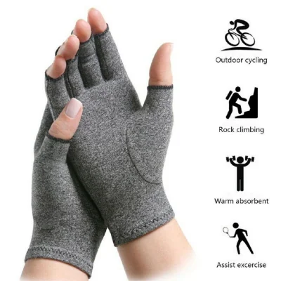 Open-Finger Arthritis Compression Workout/ Rider/ GrabFood/ Exercise/ Sports/ Glove Rheumatoid Osteoarthritis (1 Pair)