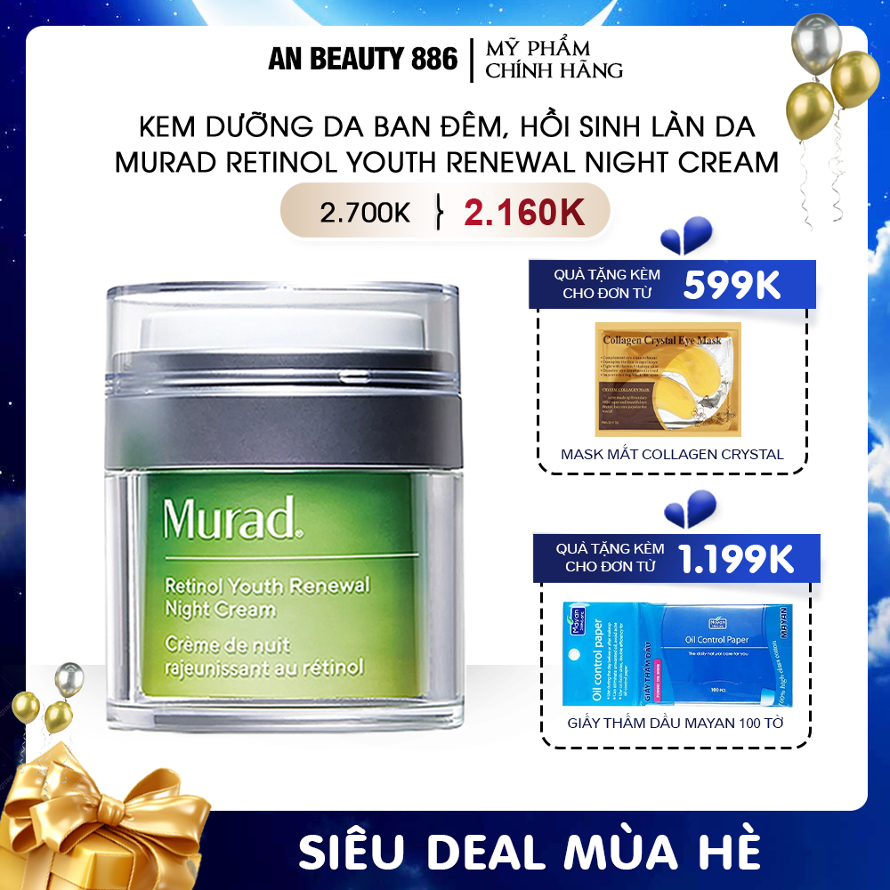 Kem dưỡng da ban đêm, hồi sinh làn da lão hóa Murad Retinol Youth Renewal Night Cream 50ml