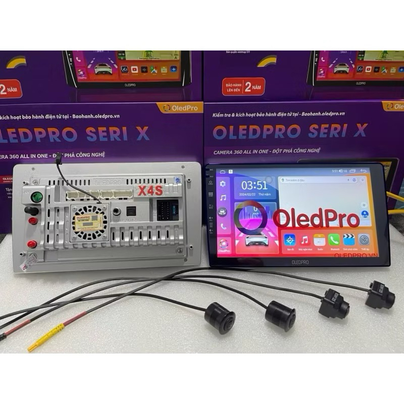 Màn Hình Android OLEDPRO X4s liền camera 360 cho xe Wigo 2020 - 2023, 9 inch kèm dưỡng và jack zin ..