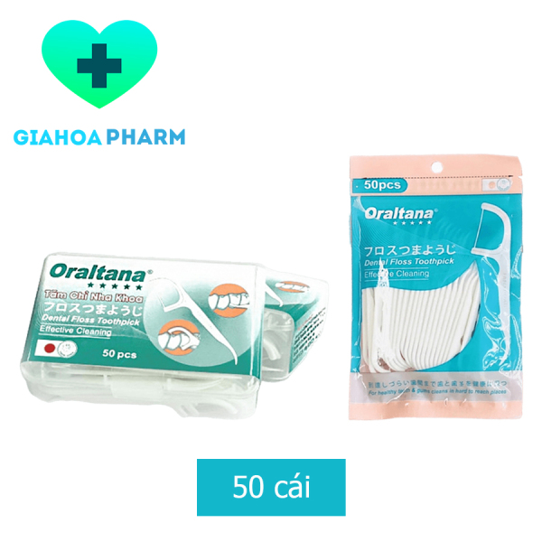 Tăm chỉ nha khoa Oraltana - 50 que (Dạng hộp / dạng gói) tiện dụng, lấy mảng bám, thức ăn thừa, giúp răng miệng sạch sẽ