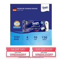TEMPO Prestige Neutral Non-Scented 4-Ply Toilet Tissue Paper - 10 Rolls