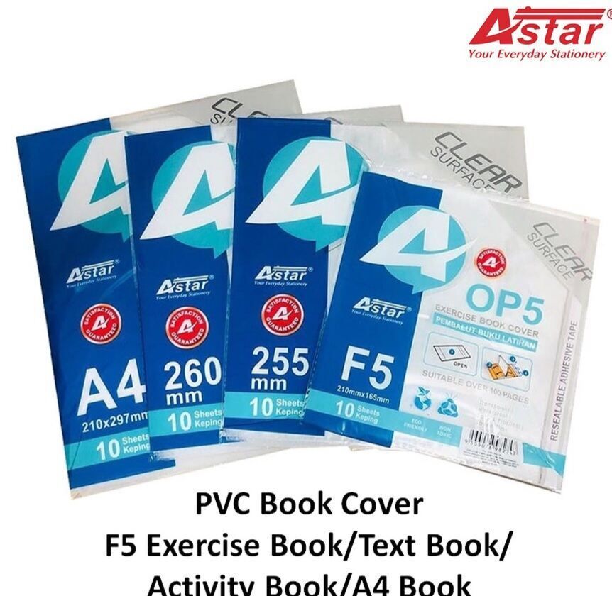 Astar Book Cover Wrapper w Self Adhesive Exercise Book F5 / Text Book / Activity Book / A4 Pembalut Buku 10pcs/pack