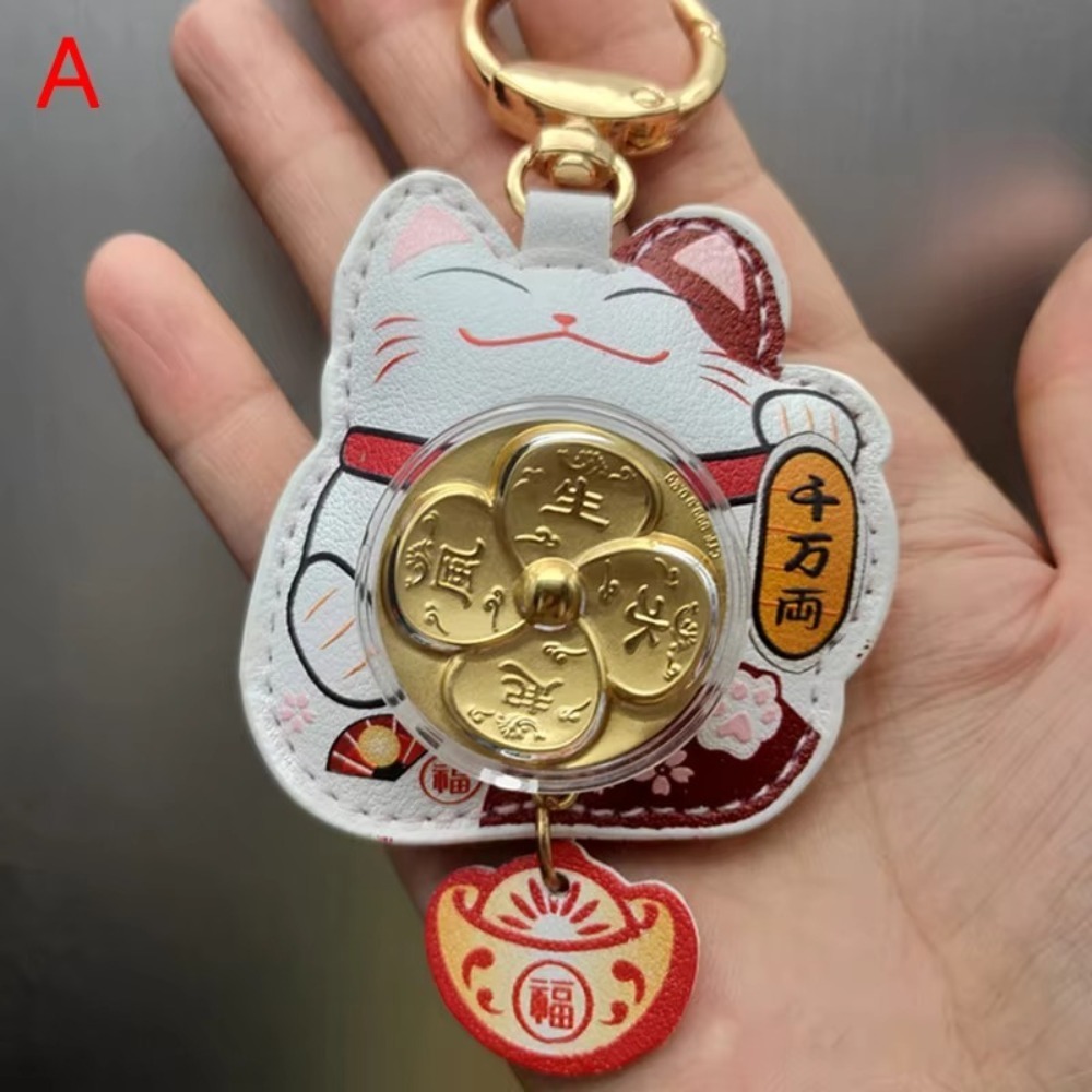 BEYONDAY Maneki Neko Car Keychain PU Cartoon Year Gift Lucky Couple Gift Keychain Unisex