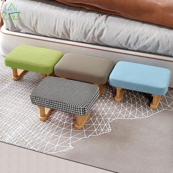 KS Ghế đẩu ghế sofa cho người lớn sáng tạo tại nhà Ghế đẩu Thấp Thời Trang gỗ đặc Ghế đẩu vuông vải phòng khách cho giày nhỏ Hoài Cổ Ghế