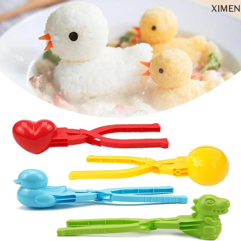 XIMEN Dễ thương Vịt hình gạo khuôn Maker Clip trẻ em ngoài trời nhựa vịt gạo khuôn DIY Snowball Maker Sushi khuôn với xử lý