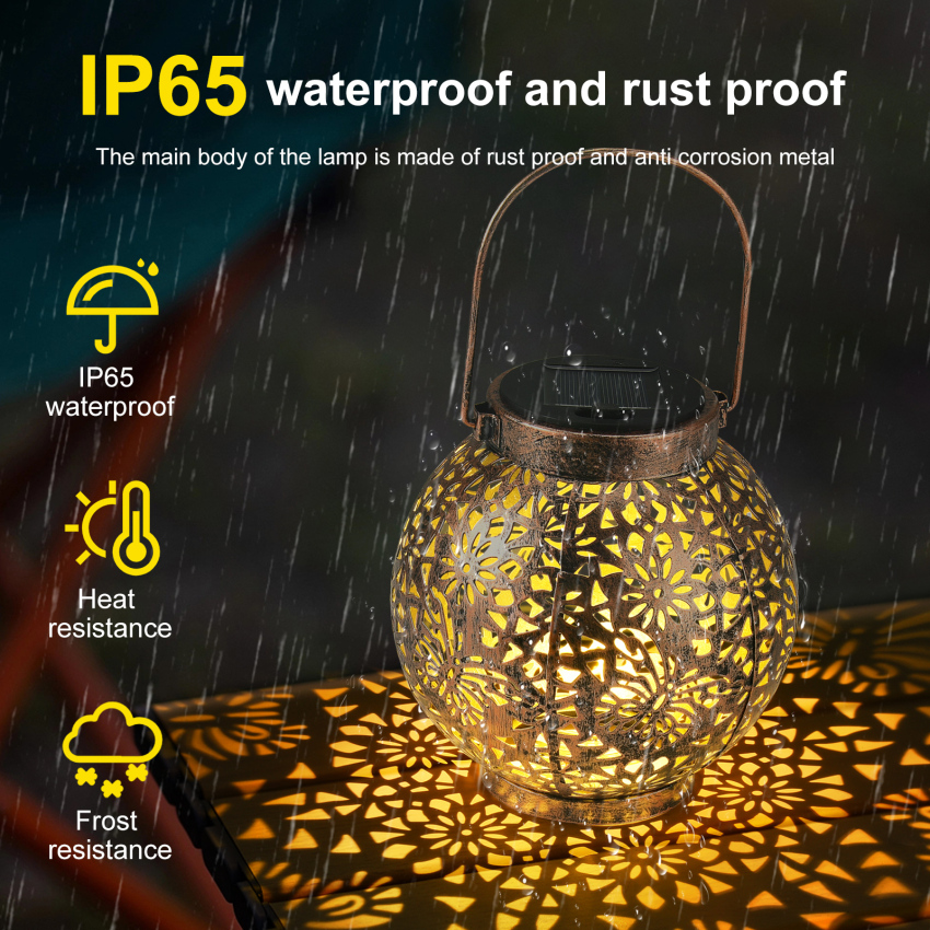 Solar Lanterns Light Outdoor, IP65 Waterproof Garden Lights Metal Solar