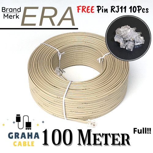 KABEL LINE TELPON DENGAN PIN RJ11 100METER-Shelishop13 Harga 202,000 rupiah*Gratis Ongkir