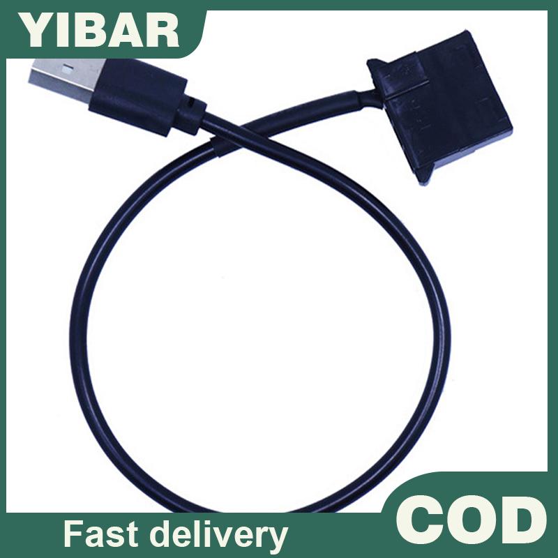YIBAR USB to Molex 4 Pin PC Computer Cooling Fan 1 Feet Connector Cable Adapter Cord ราคา 20 บาท*ส่งฟรี