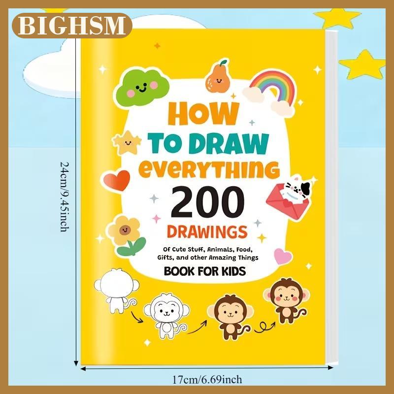 BIGHSM 200 + Sách Vẽ từng bước-Cách vẽ bất cứ thứ gì cho những người đam mê vẽ tranh vẽ hướng dẫn quà tặng sinh nhật
