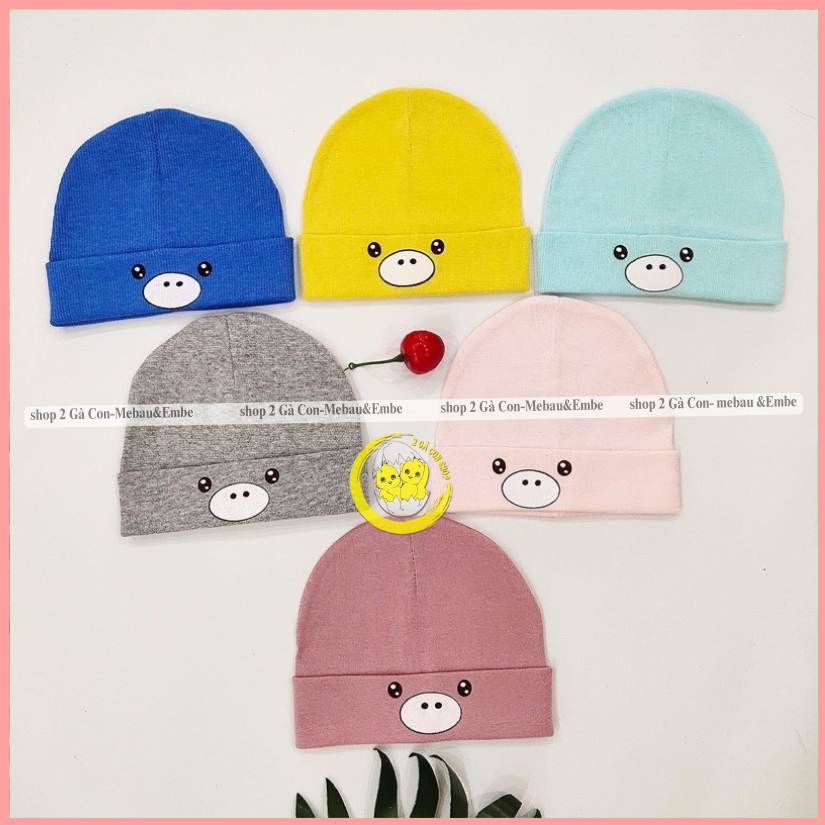 Mũ/nón sơ sinh cotton mềm co giãn- heo con