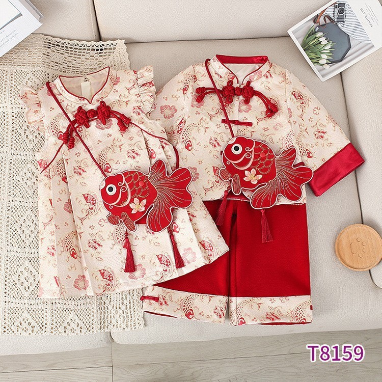 Children's clothing 2025 spring new girls' dresses have fish every year Children's short-sleeved birthday dresses Annual clothing - 2