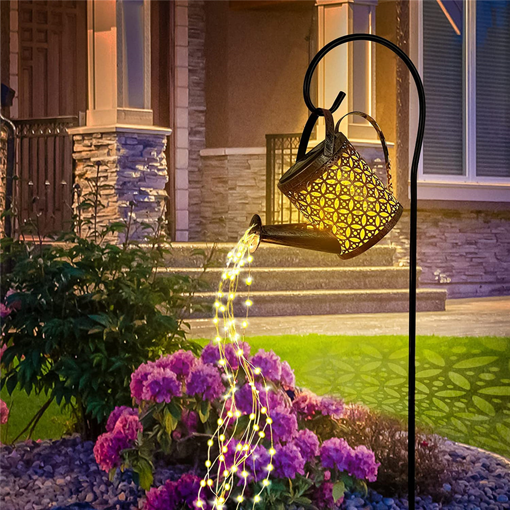 【】 Outdoor Solar Led String Enchanted Watering Can Waterproof Garden Decor Retro Lamp Table Patio La