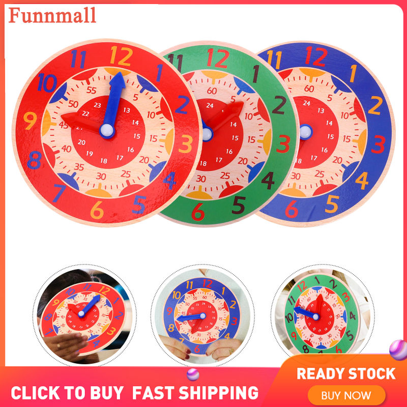 Funnmall 3PCS Đồ chơi đồng hồ giáo dục đồ chơi bằng gỗ đồ chơi đồ chơi đồ chơi đồ chơi cho trẻ em