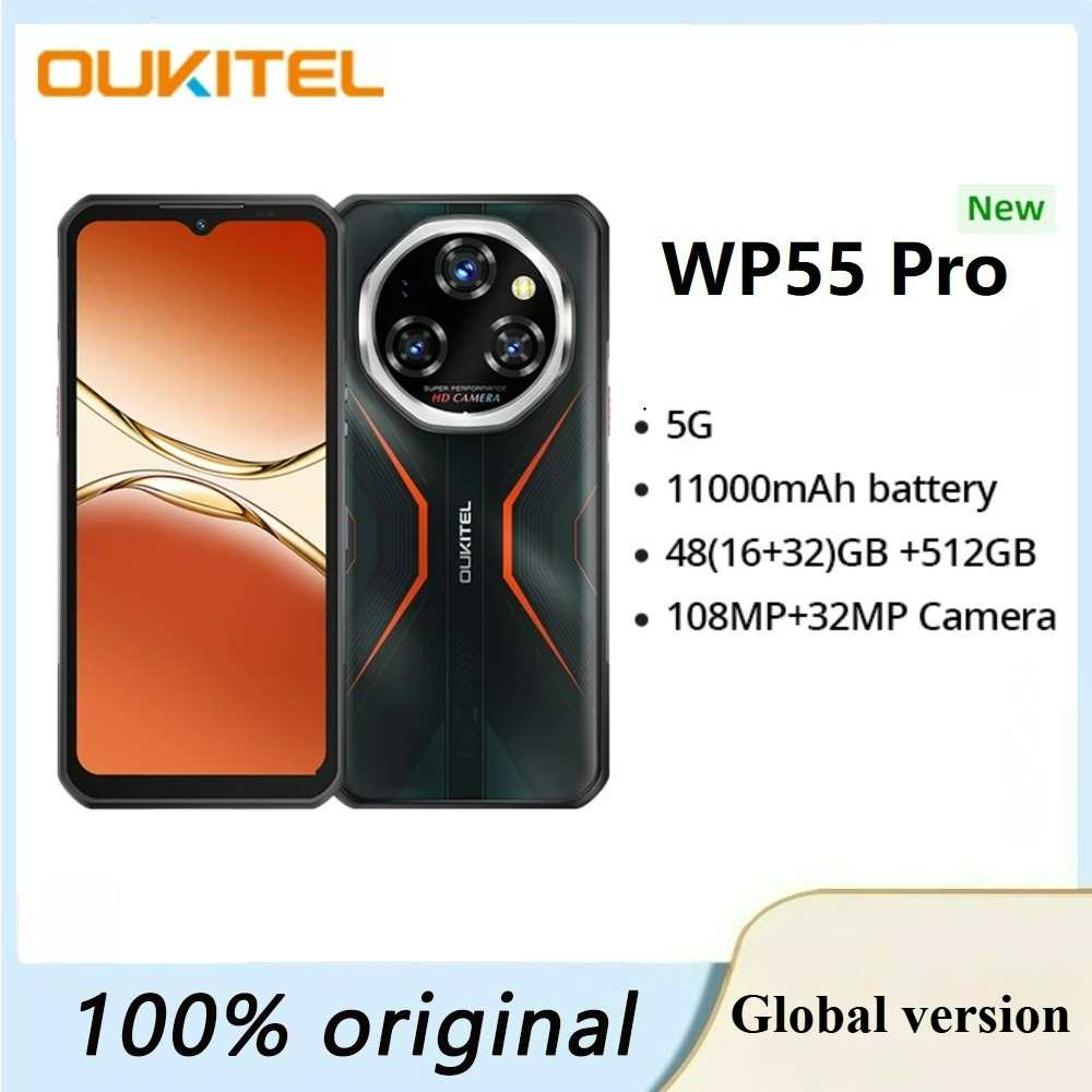 【Official shop】OUKITEL WP55 PRO 5G Mobies 48GB+512GB 11000mAh 33W Fast Charging 15.3mm Ultra-Slim Design Handphone 6.6” FHD+ Display 120Hz Refresh Rate 108MP+2MP Android 15 OTG NFC Dual ราคา 8,990 บาท*ส่งฟรี