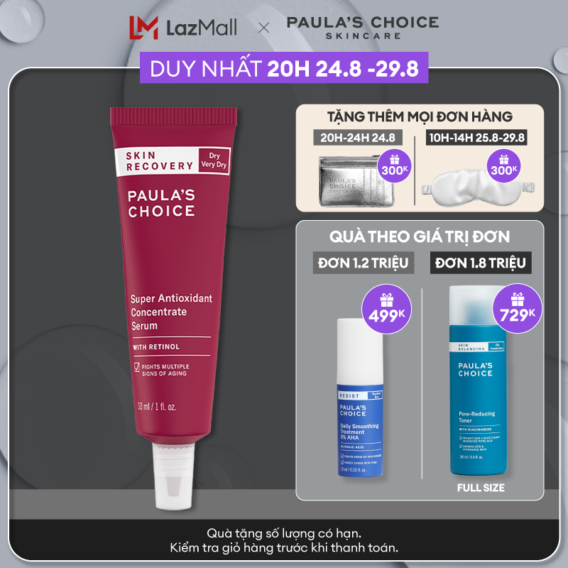 Tinh chất chống oxi hóa phục hồi da tổn thương Paula’s Choice Skin Recovery Super Antioxidant Concentrate Serum With Retinol 30ml 3250