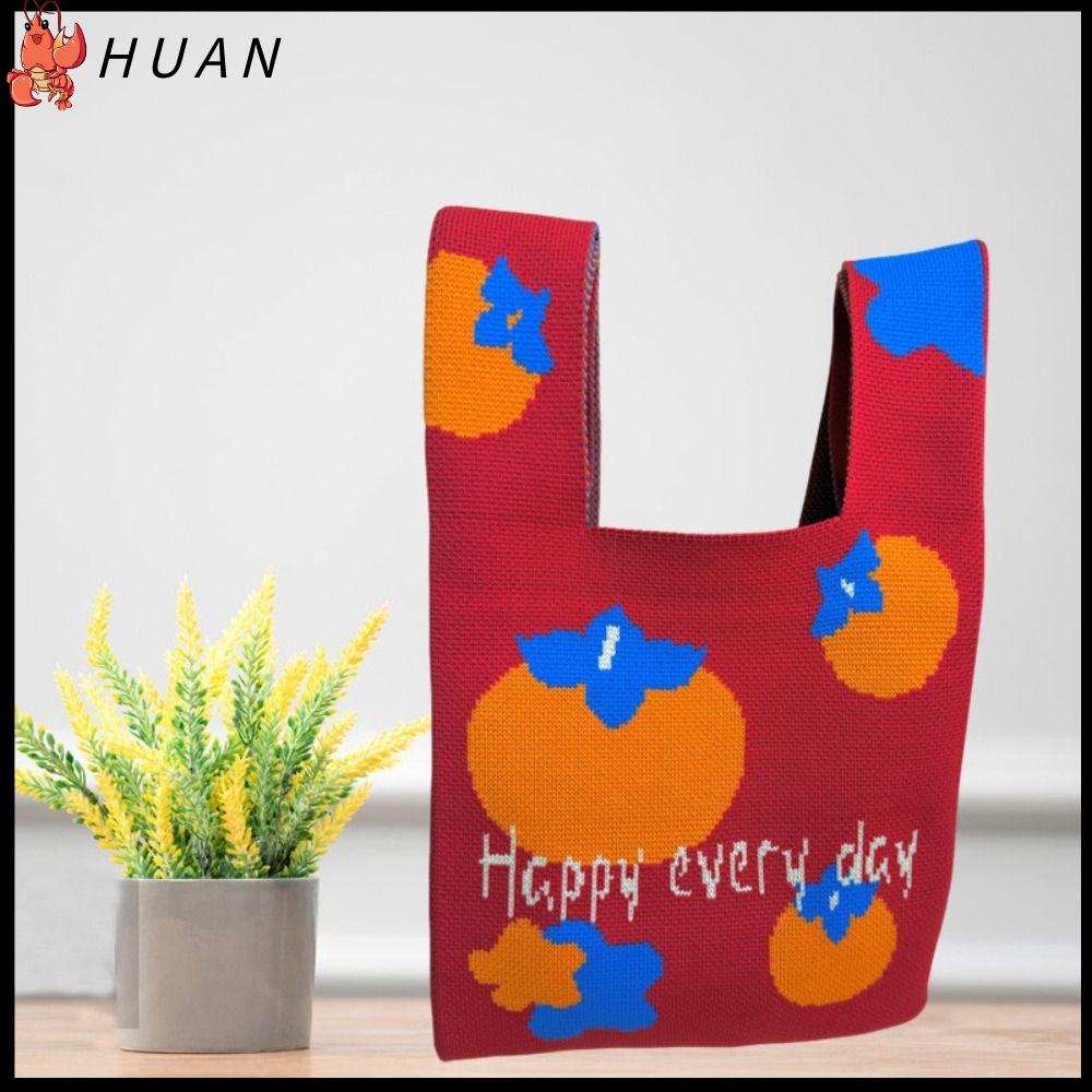 HUAN Sức chứa lớn Túi xách dệt  Mini Túi Hộp Quà Tặng Túi đeo cổ tay thắt nút Thời trang Tái sử dụng Túi mua sắm