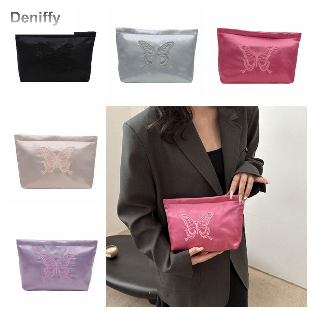 DENIFFY Thêu Túi đựng mỹ phẩm hình bướm Dây kéo Sức chứa lớn Túi cầm tay nữ Ngọt ngào Ví đựng tiền xu Túi dự tiệc Nữ