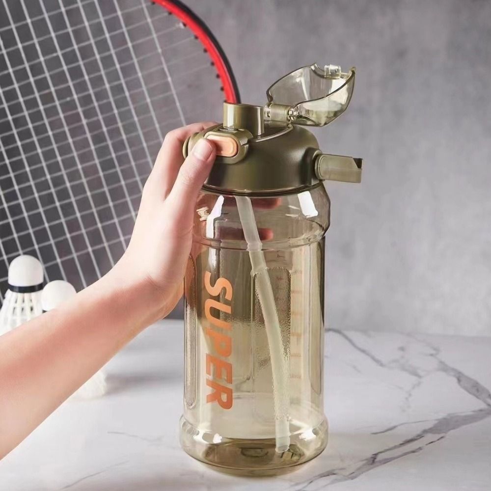 MISFORTUNESTORE17RE1 1300ml/2000ml Chai nước Di động Chống rò rỉ Cốc nước thể thao Ngoài trời Nhựa Cốc có ống hút Học sinh nam nữ - 6