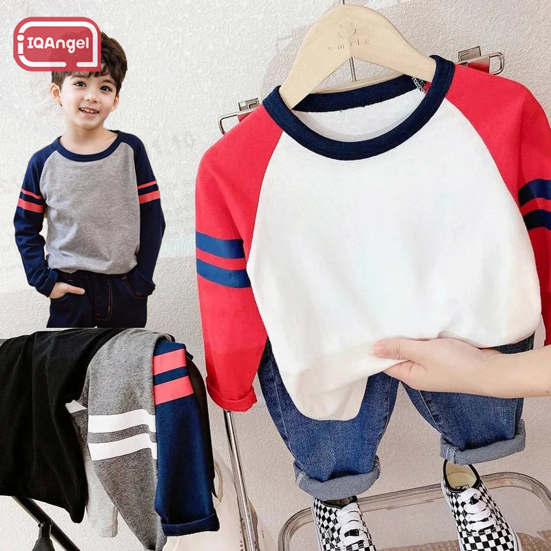 IQANGEL Children's long-sleeve T-shirt Korean style children's bottoming shirt western style baby top ราคา 167 บาท*ส่งฟรี