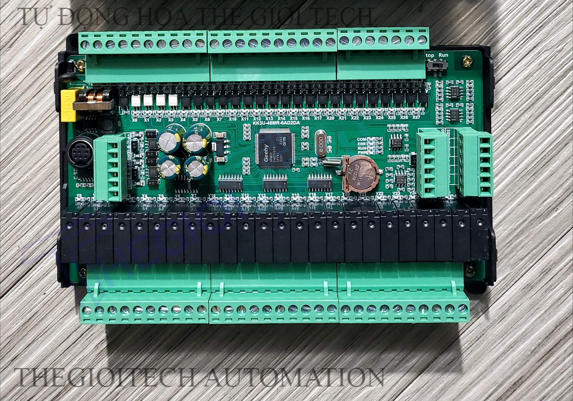 Board Mạch Lập Trình PLC KW FX3U-48MR  24 input 24 output relay MD8 6AD/2DA 0-10V, 2 RS485, RTC, 24VDC, GX Works2, 4 Kênh Vào X0-X4 20kHz,- FX3U48MR MD8 - MẠCH TRẦN