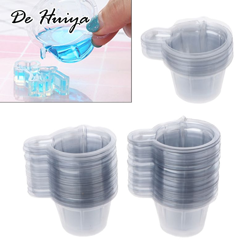 DEHUIYA ถ้วยพลาสติกขนาด40มล. 20/100ชุดเทด้วยกาวเรซินสะดวกสำหรับเครื่องประดับ ราคา 16 บาท*ส่งฟรี