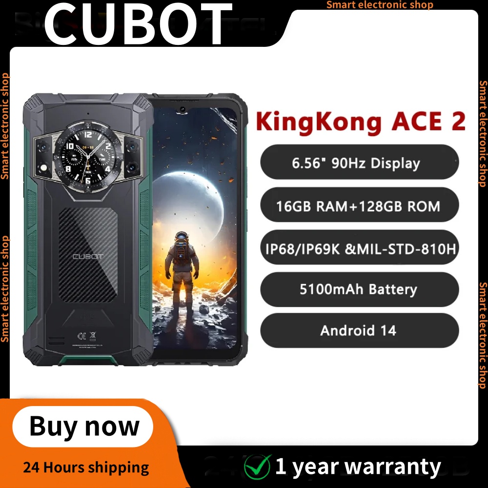 【Official shop】Cubot KingKong ACE 2 Rugged Smartphone android 14, 16GB RAM(6GB+10GB), 128GB ROM, 6.56-Inch 90Hz Screen Ultra-thin Mobile Phone ราคา 5,500 บาท*ส่งฟรี