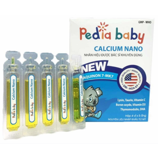 Siro PediaBaby Calcium Nano (Gấu xám) Hộp 20 ống - Giúp bé cao lớn