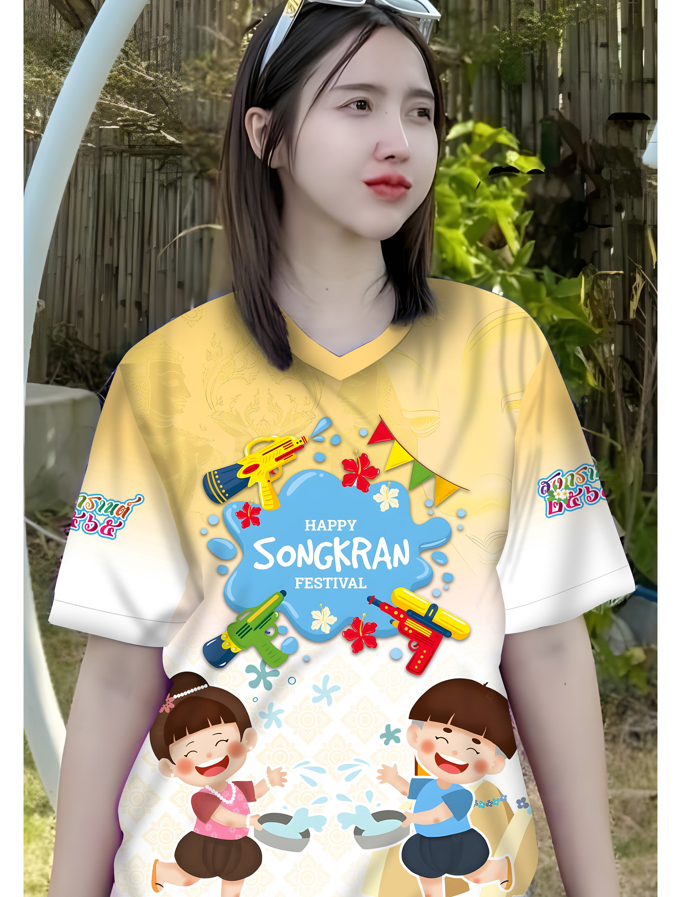 เสื้อยืดลายสงกรานต์ใหม่ พิมพ์ลายสงกรานต์ แฟชั่นสำหรับผู้ชายและผู้หญิง แขนสั้น คอวี หลายไซส์ หลายสี ผ้ากีฬา เสื้อยืดสงกรานต์ เอ็กซ์คลูซีฟ ราคา 100 บาท*ส่งฟรี