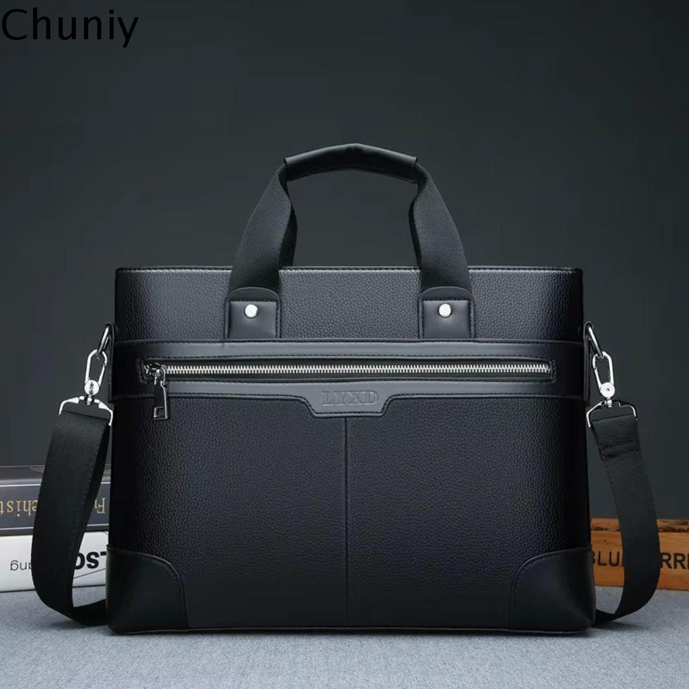 CHUNIY Sắp xếp giấy Cặp tài liệu da PU Sức chứa lớn Vải Oxford Túi đựng máy tính xách tay Thời trang Khóa kéo Túi đựng tài liệu kinh doanh Vật tư văn phòng