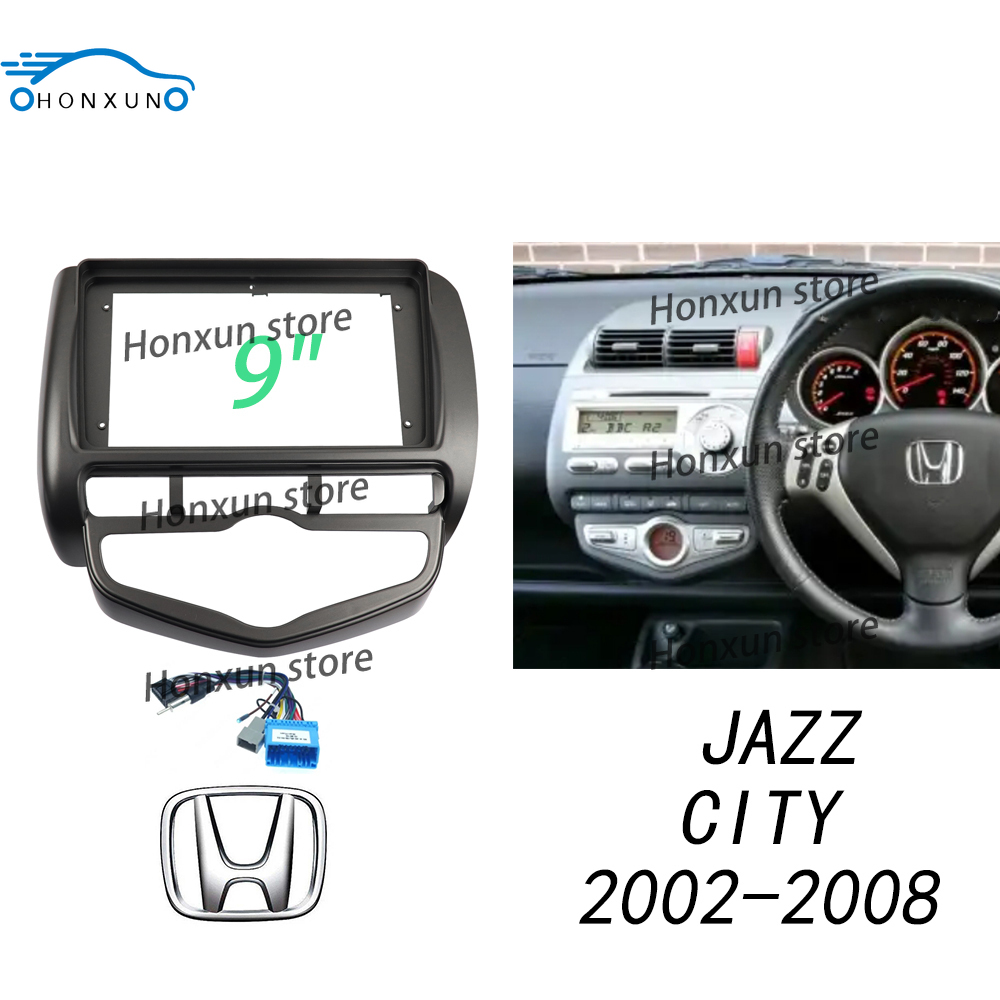 9 inch android head unit 2din radio frame mask stereo panel bracket dashboard for HONDA JAZZ CITY 2002-2008 ราคา 532 บาท*ส่งฟรี