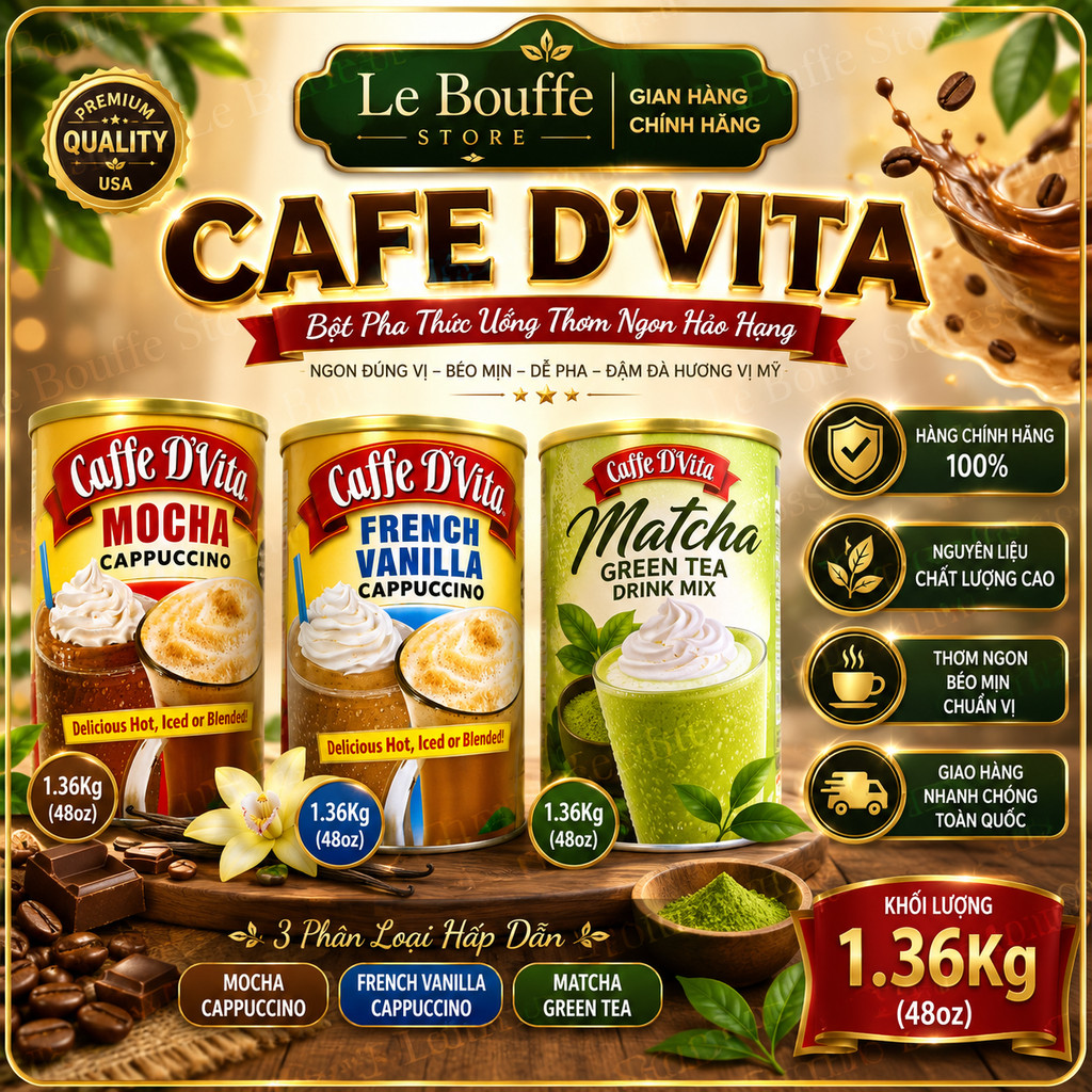 [TỔNG HỢP] Cà Phê Sữa Caffe D'Vita Mocha Cappuccino 1.361KG - 1,8KG Đủ Size Chọn Lựa
