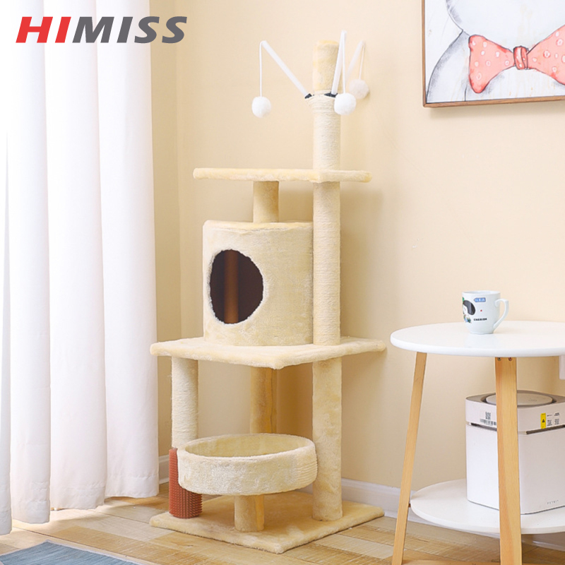 HIMISS 49 Inch Cat Tree With Toy Multi-Level Cat Tower Activity Center With Sisal Scratching Posts Big Caves Cat Bed Itching Device ราคา 5,986 บาท*ส่งฟรี