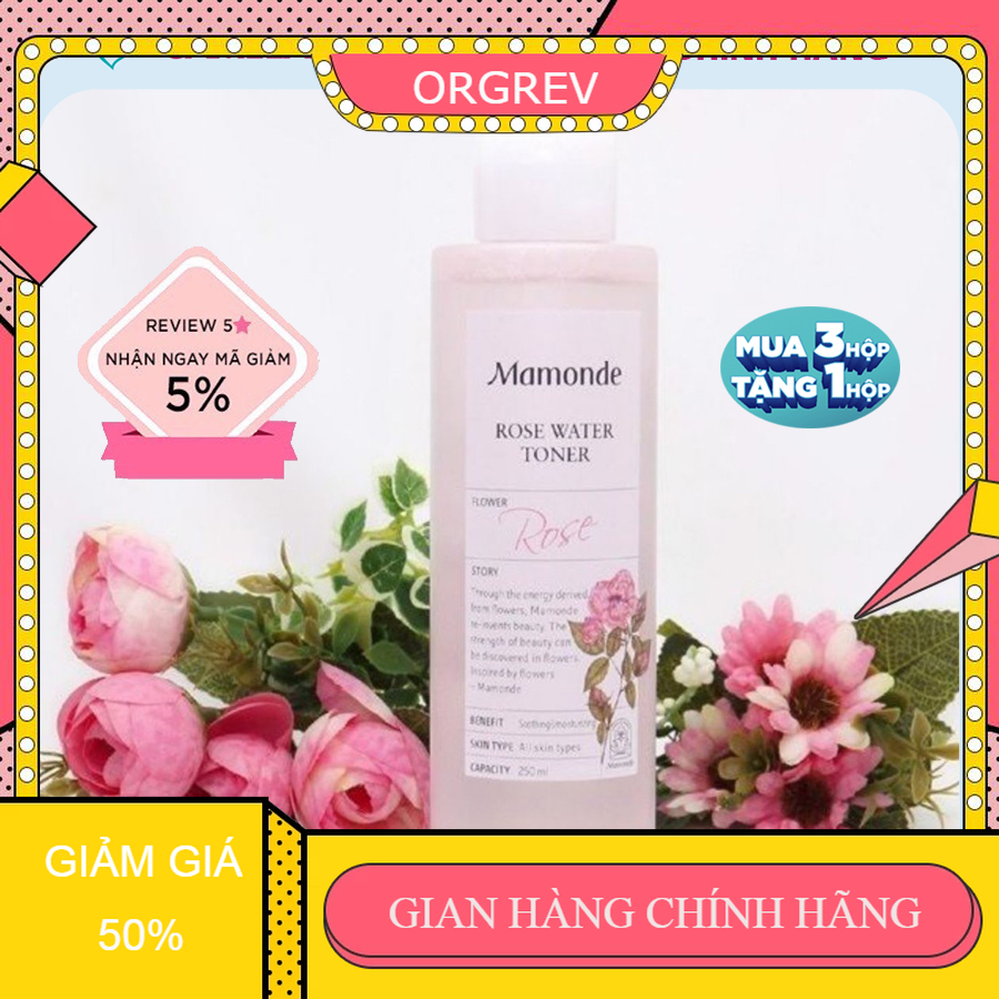 Toner Mamonde 250ml | Nước Hoa Hồng Mamonde Rose Water Toner cung cấp độ ẩm, làm mịn da - ORGREV