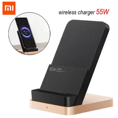 Xiaomi Vertical Air-cooled Wireless Charger 55W Max with Flash Charging Qi Compatible Multiple Safe Stand Horizontal for Mi 10