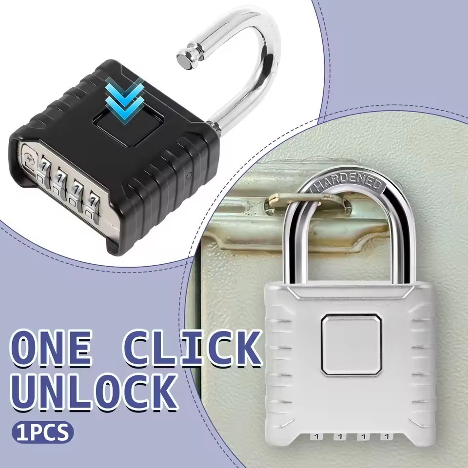 Lock015 Outdoor Padlock Waterproof and Rustproof Practical One-Press Mechanical Password Lock Opening Harga 158,000 rupiah*Gratis Ongkir