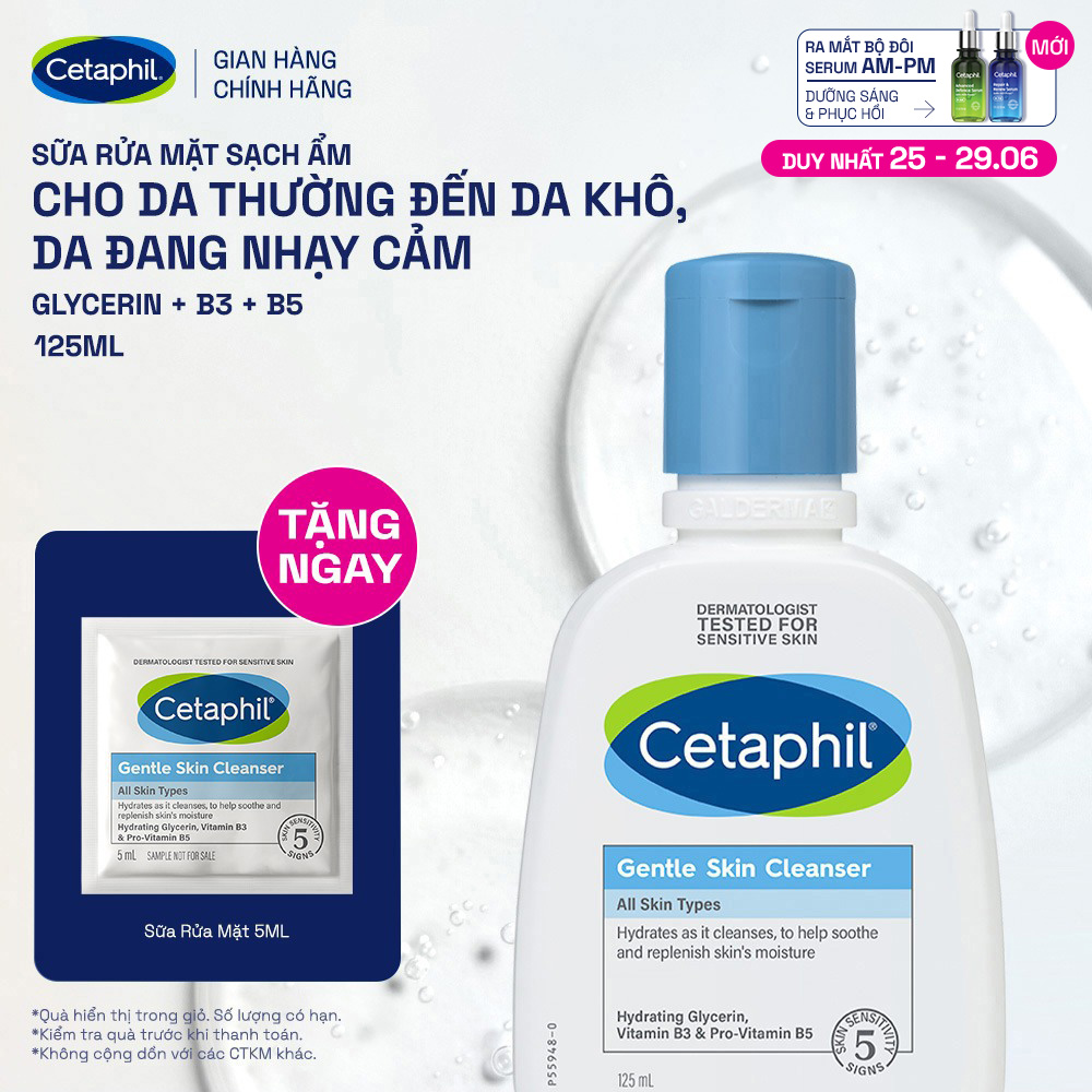 Sữa rửa mặt dịu lành cho da nhạy cảm Cetaphil Gentle Skin Cleanser 125ml