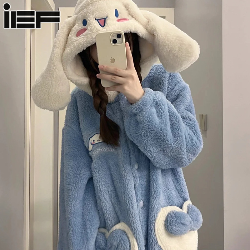  Ief Dễ Thương Ngọc Quế Chó Dày san hô lông cừu Đồ Ngủ Phụ Nữ Của mùa thu và mùa đông Mới Bộ Đồ Ngủ Vải fla-nen Trong 2024 