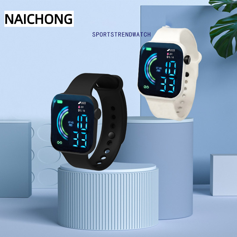 NAICHONG Đồng hồ cầu vồng Đồng hồ điện tử LED Đồng Hồ Led Thể Thao Đôi màn hình lớn cho học sinh Y1