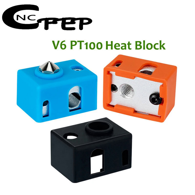 3 Sets E3D V6 PT100 Heated Block With Sock 3D Printer Parts V6 Heat Block Silicone Sock Warm Keeping Cover  Socks