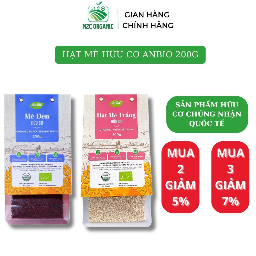 Hạt mè hữu cơ Anbio 200g, mè đen, mè vàng organic