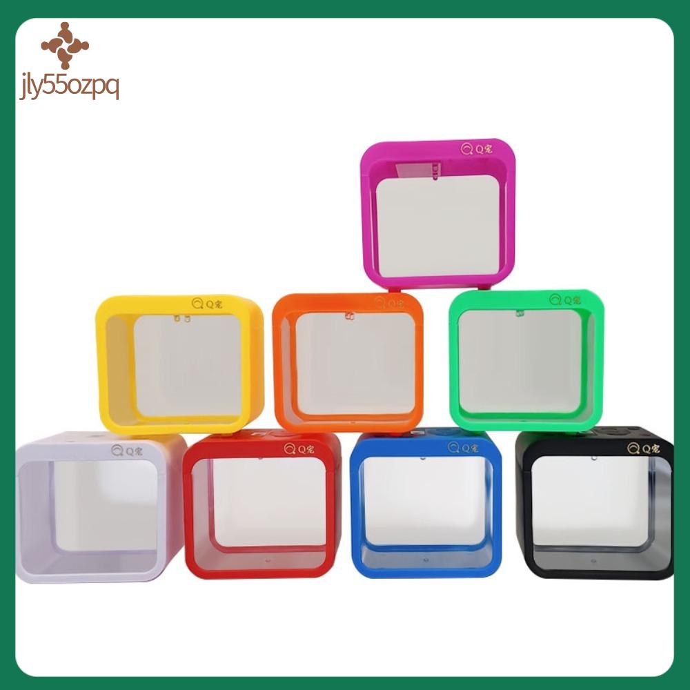 JLY55OZPQ Mini Bể cá Trong suốt LED Bể cá khối xây dựng  Trang trí để bàn Hộp rào chắn