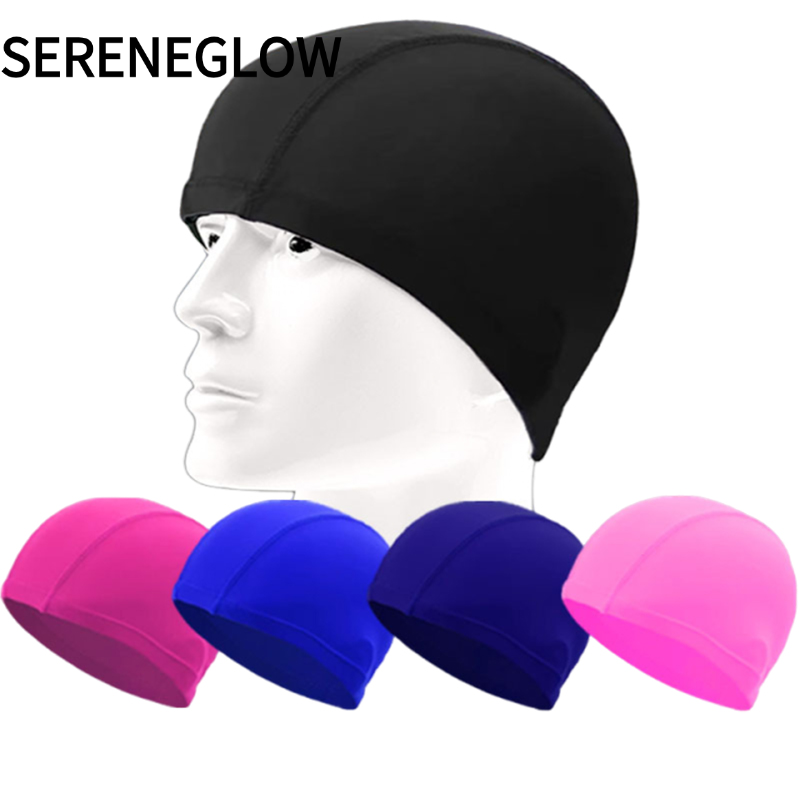 Sereneglow High Quality Spandex Swimming Cap for Adults, Comfortable Design, Not Tight, Breathable and Quick-Drying, Suitable for Swimming and Hot Springs. ราคา 24 บาท*ส่งฟรี