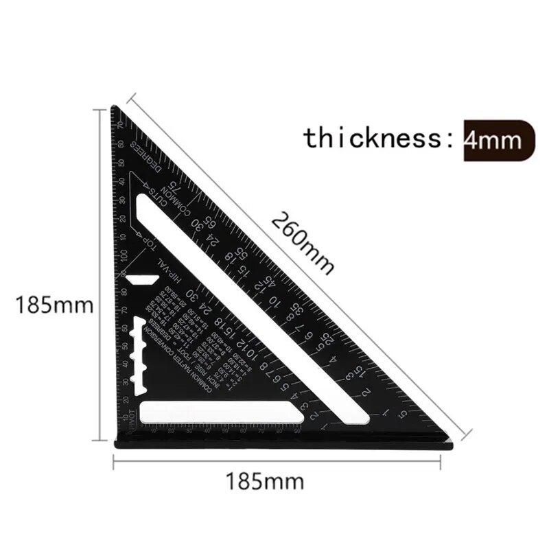 Trực tiếp-bán hàng 7/12inch tốc độ vuông Metric nhôm tam giác hợp kim Cai Trị hình vuông cho công cụ đo Metric thước đo góc Dụng cụ nghề mộc