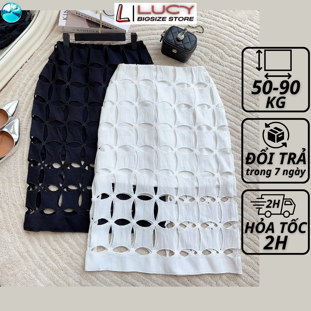 Chân váy bigsize nữ đi chơi sang chảnh kiểu dài phối lưới LUCY big size 50 - 90 kg