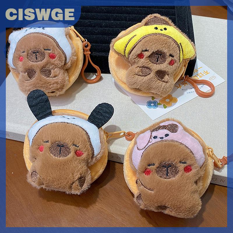 CISWGE Phim Hoạt Hình Capybara Sang Trọng Đồng Xu Ví Keychian Dễ Thương Thời Trang Động Vật Nhỏ Ví Cho Phụ Nữ Cô Gái Đáng Yêu Tai Nghe Lưu Trữ Túi Quà Tặng